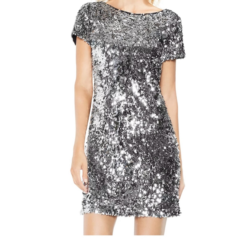 Vince Camuto; sequin shift dress